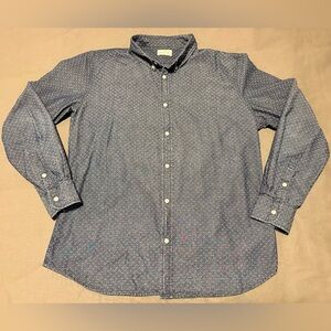 Marine Layer Blue Textured Chambray Button Down Casual Shirt Men’s Size Large